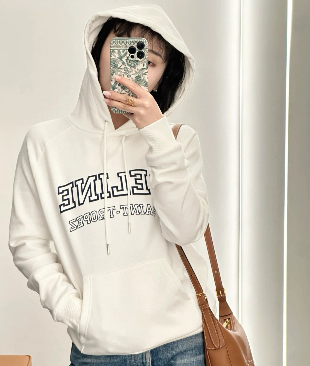 Celine Men's And Women's Spring/fall Fashion Casual Solid Color Hooded Pullover Logo Print Oversized Long Sleeve Sweatshirt #79532