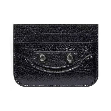 Balenciaga Le Cagole Distressed Silver Metal Accessory Logo Wallet Fine Grain Leather Card Holder Card Case Women's Black Bag Bags 764332210KR1000 Ngvp #1995