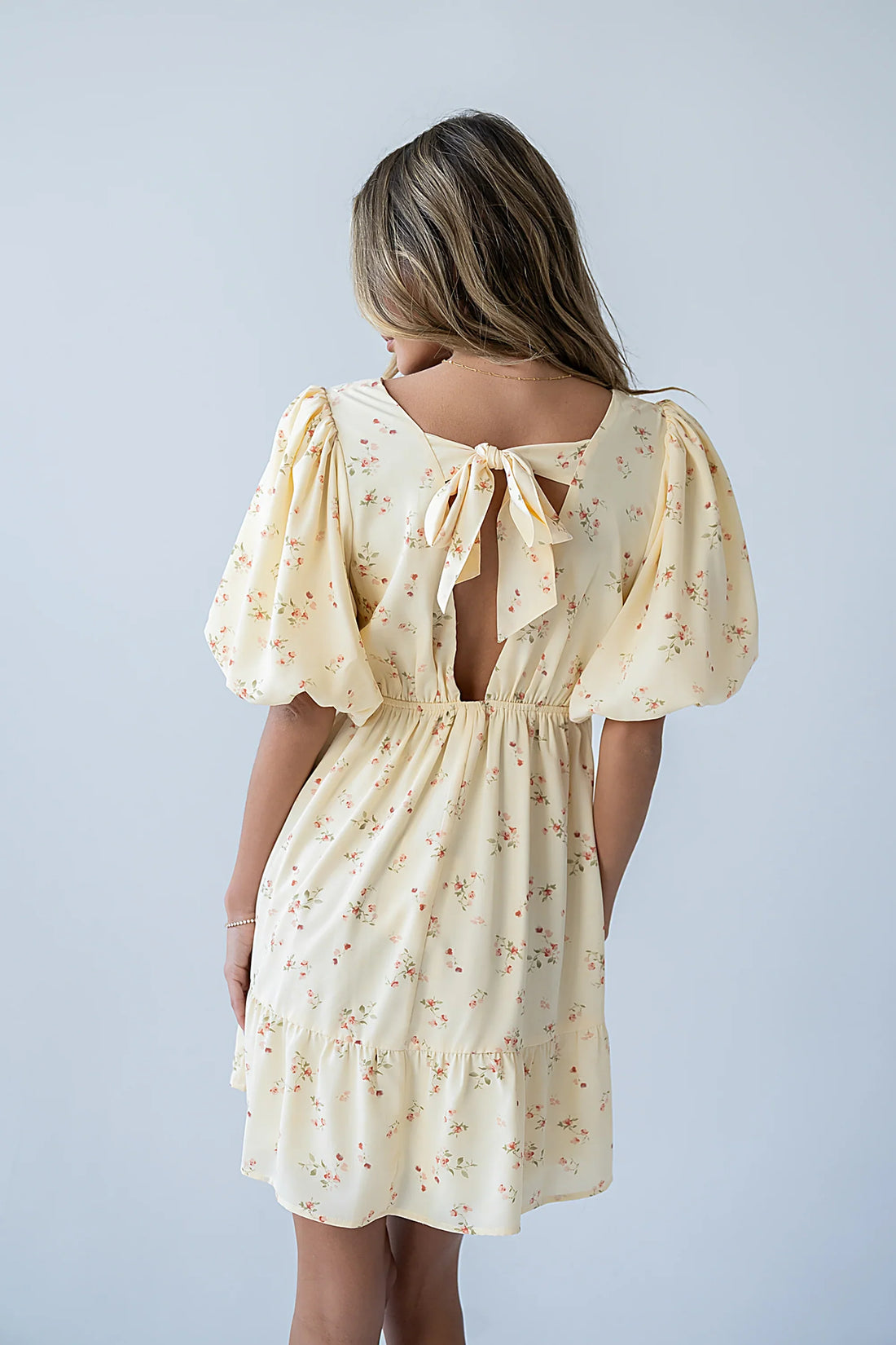 Lizzy Floral Mini Dress in Yellow