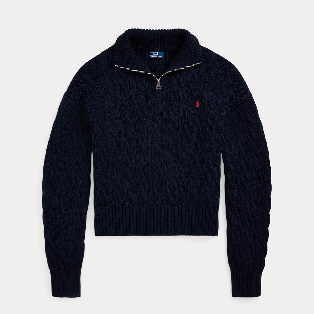 Ralph Lauren Cable-Knit Cotton Quarter Zip Jumper Women #375944