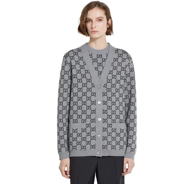 Gucci Men's and Women's Autumn/Winter Fashion Casual Double-Faced GG Jacquard Fine Wool Knit Cardigan #79486