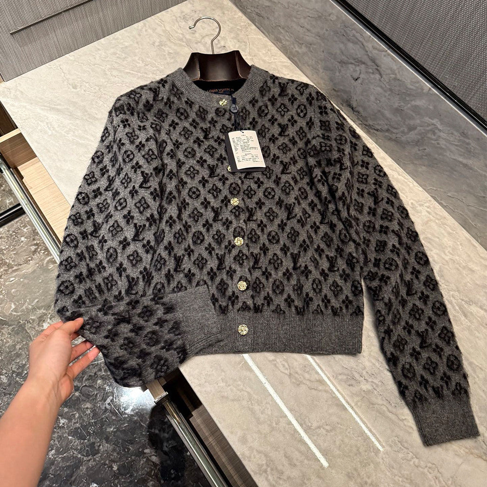 Louis Vuitton Brushed Monogram Cardigan Cashmere Alpaca #333137