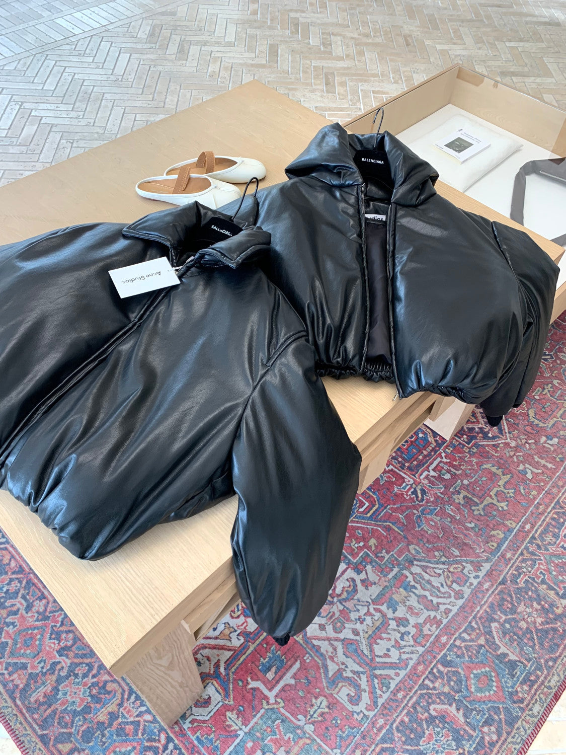 Acne Studios Hooded faux leather jacket #336625