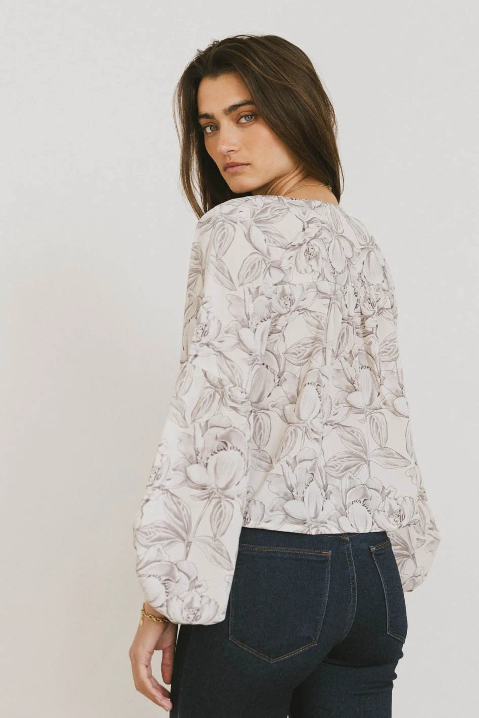 Isa Floral Blouse in Cream