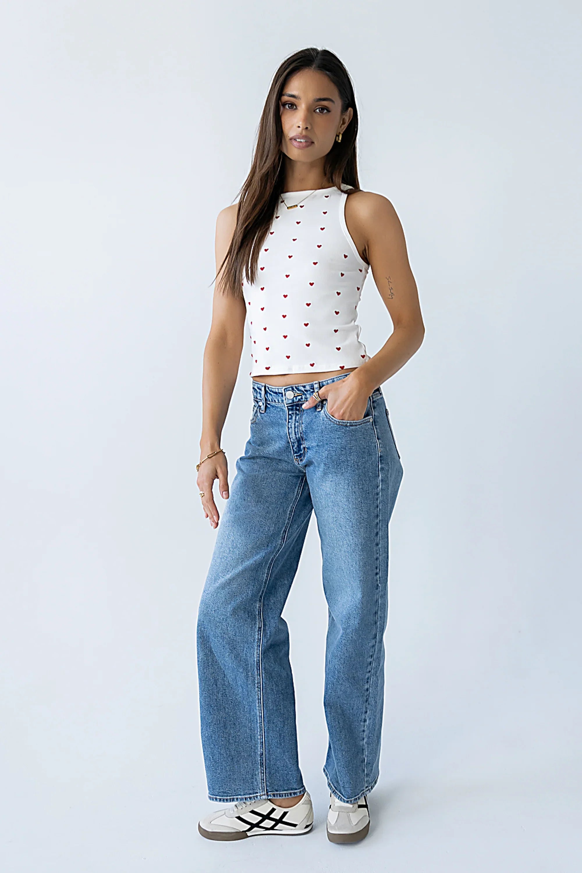 Mae Embroidered Heart Tank Top