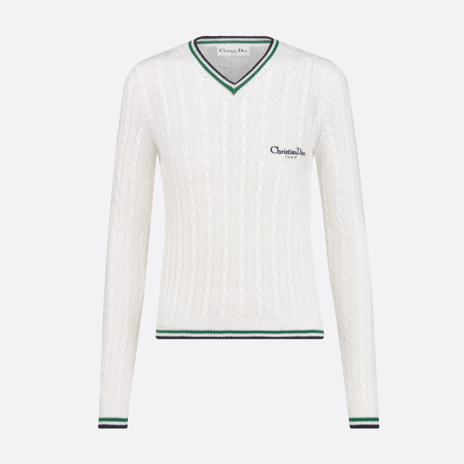 Dior Women's Fall And Winter Vibe Knit Sweater White Vintage Embroidery Knitted Sweater Fashion Casual Thin Sweater #81638