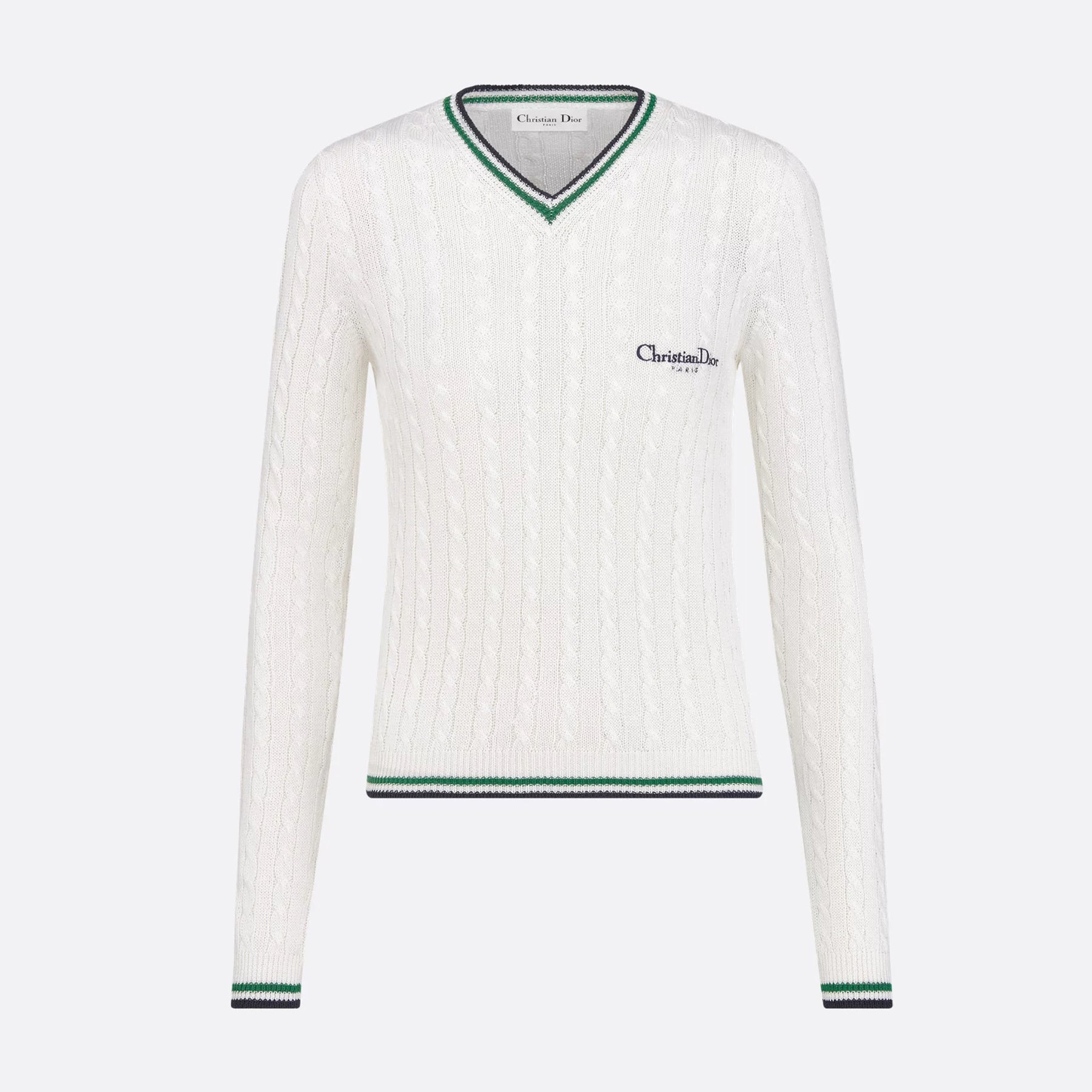 Dior Women's Fall And Winter Vibe Knit Sweater White Vintage Embroidery Knitted Sweater Fashion Casual Thin Sweater #81638