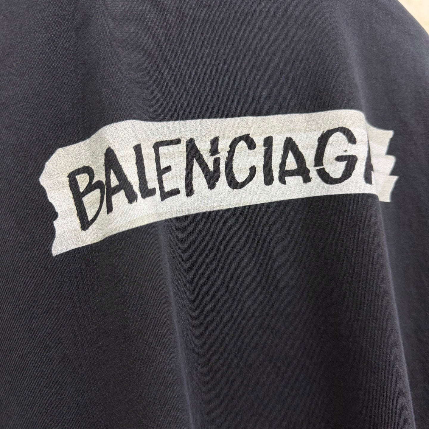 Balenciaga Top-quality Version Women's Masking Tape T-shirt Medium Fit in Faded Black #336738