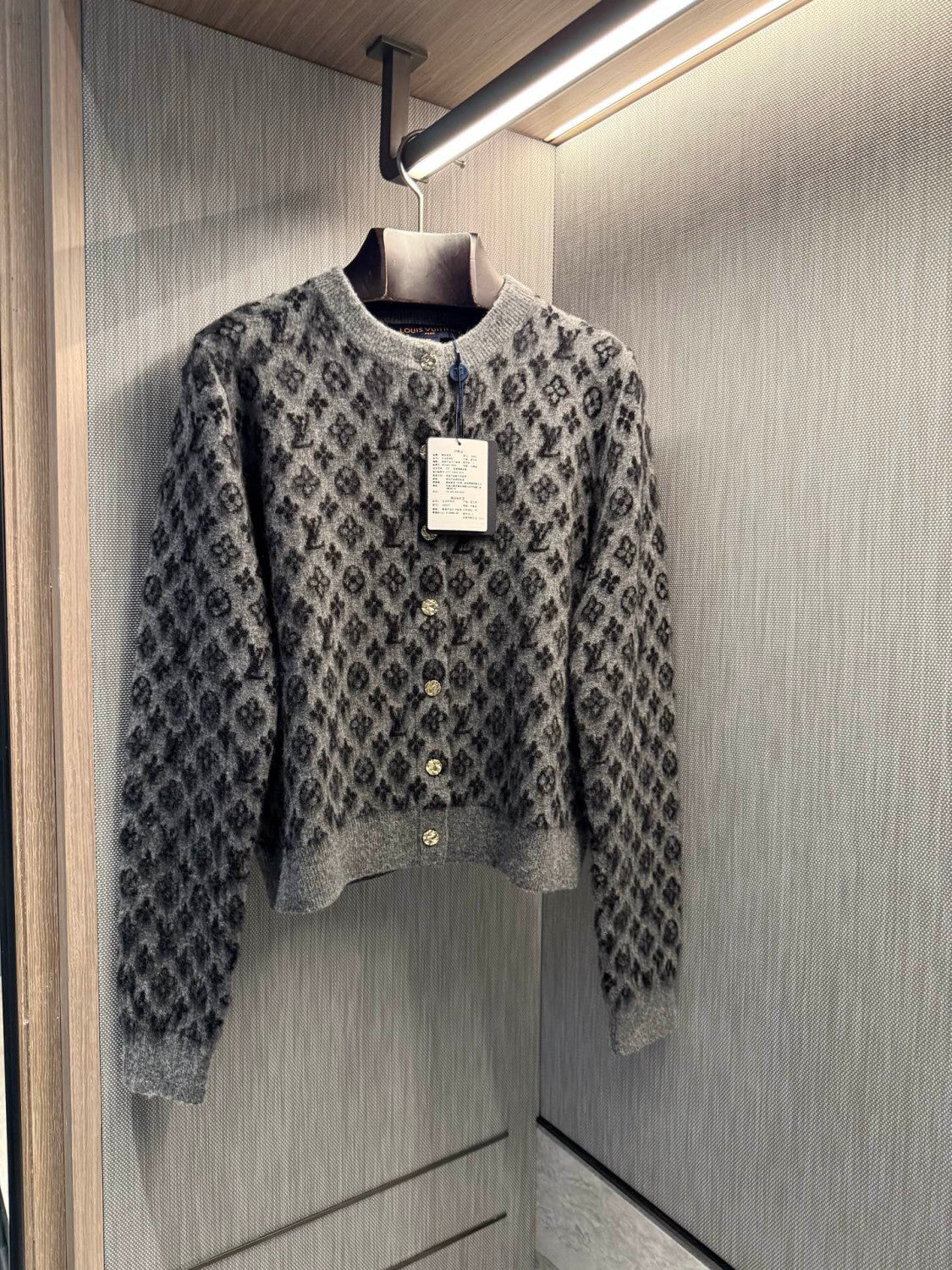 Louis Vuitton Brushed Monogram Cardigan Cashmere Alpaca #333137