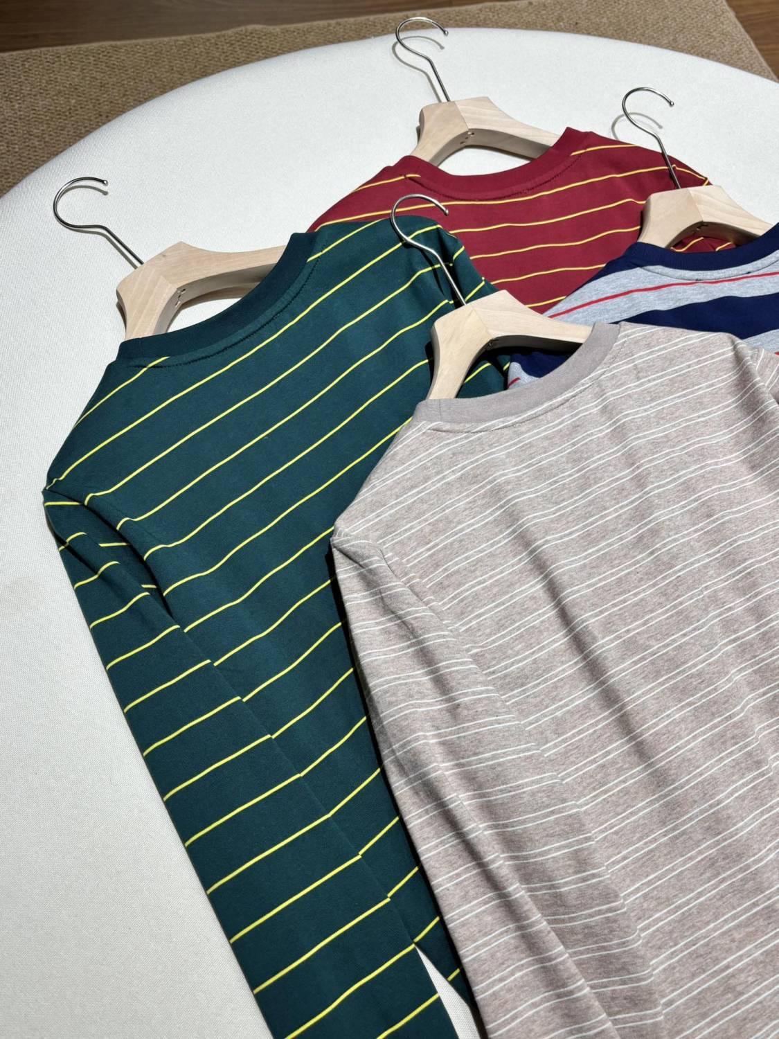 MiuMiu Women's Spring/Autumn Fashion Casual Cotton Plain Weave Knitted Striped Drop Shoulder Sleeve Round Neck Long Sleeve T-Shirt Top #78299