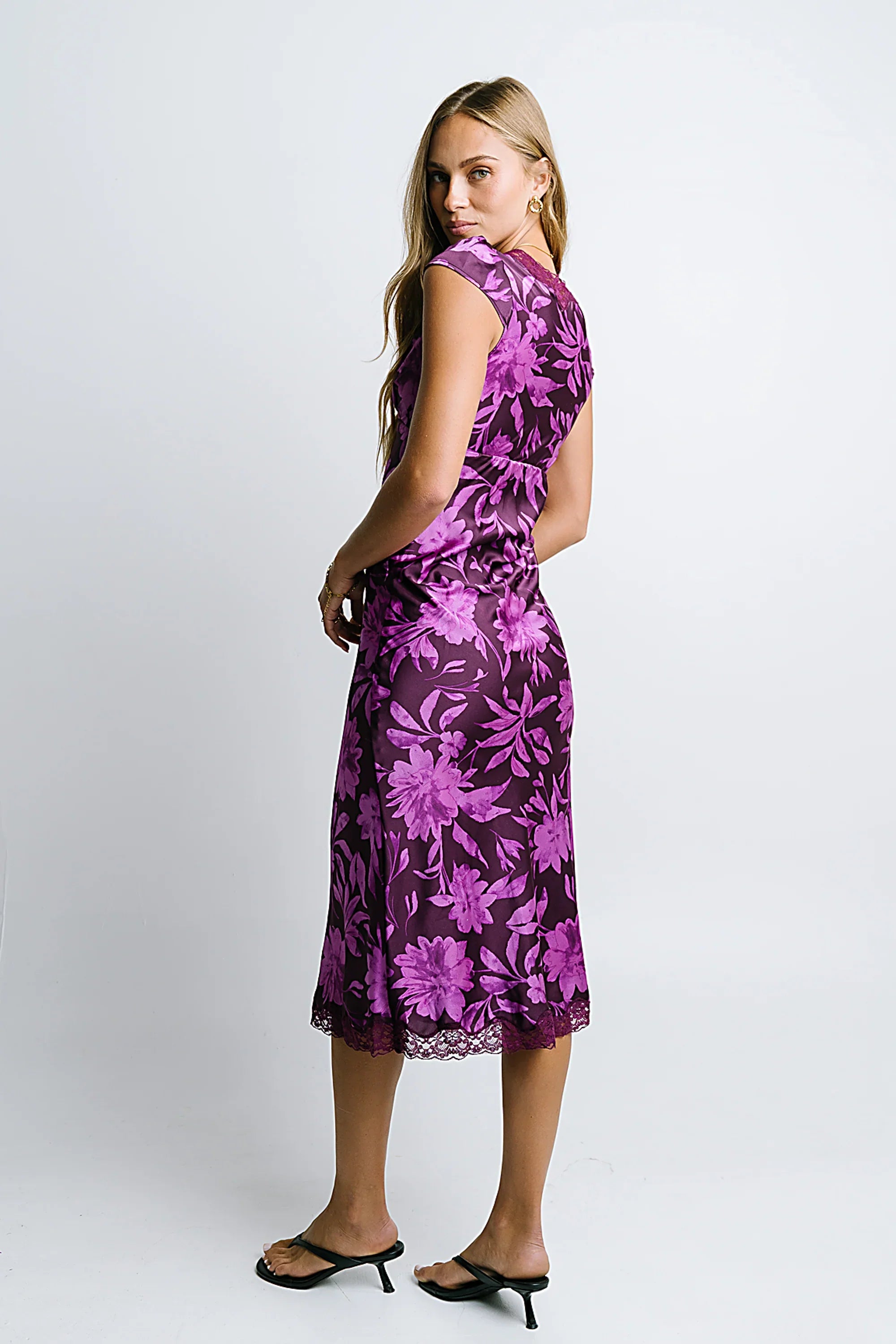 Cashe Lace Trim Maxi Dress