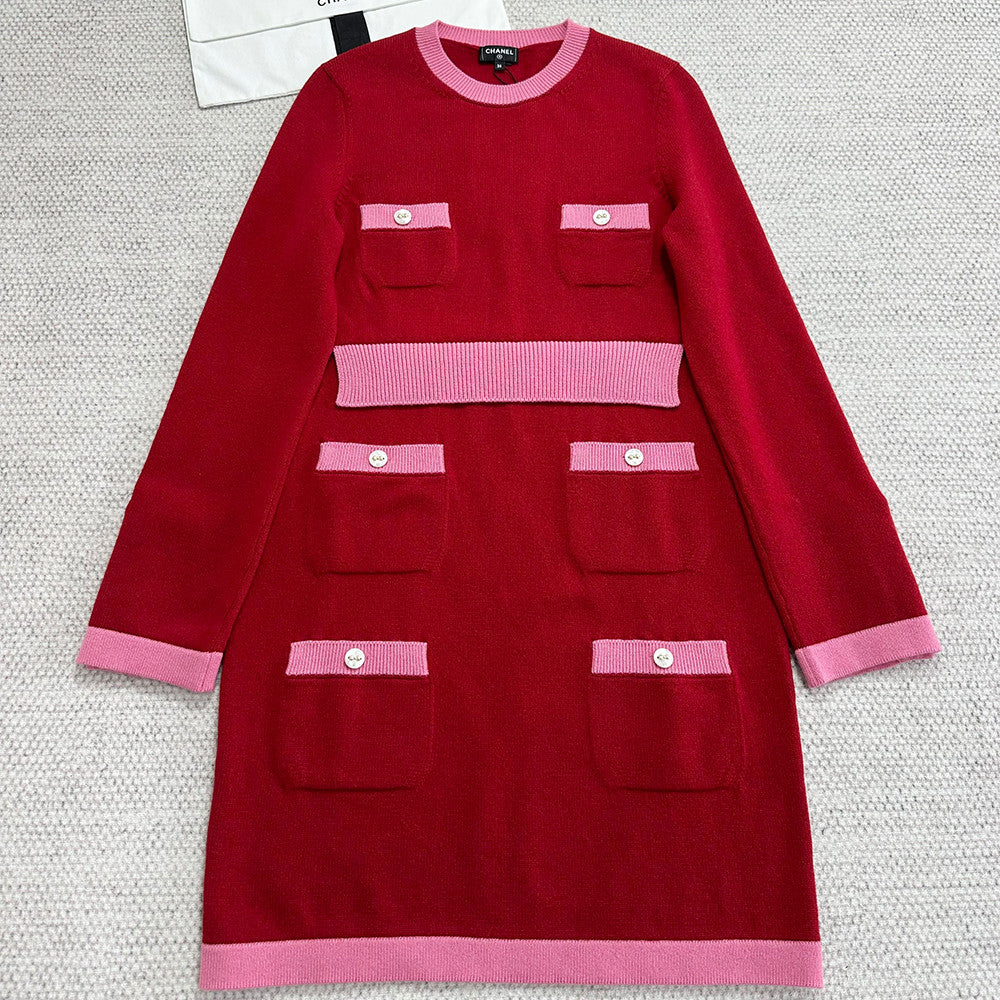 Chanel Dress Cashmere Red Pink #332112