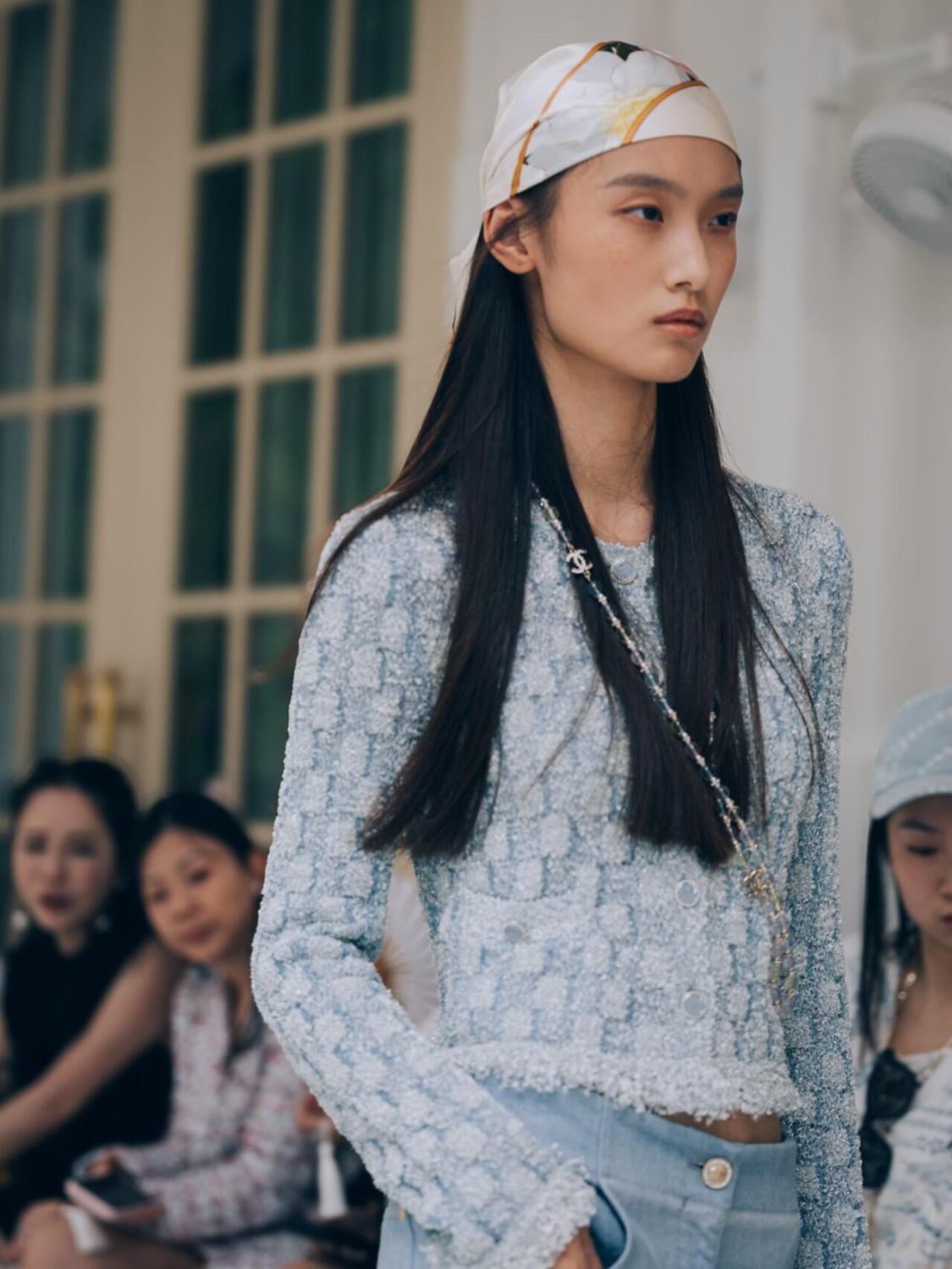 Chanel Tweed Cardigan Blue #335858
