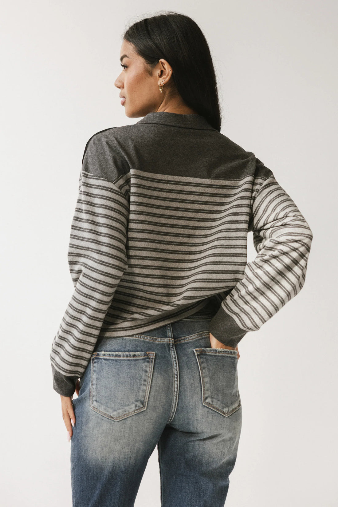 Kessie Striped Top in Grey