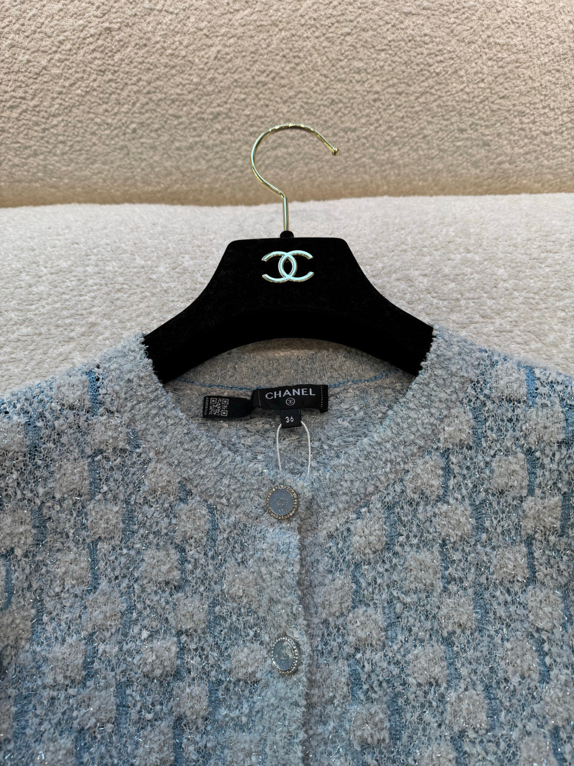 Chanel Tweed Cardigan Blue #335858