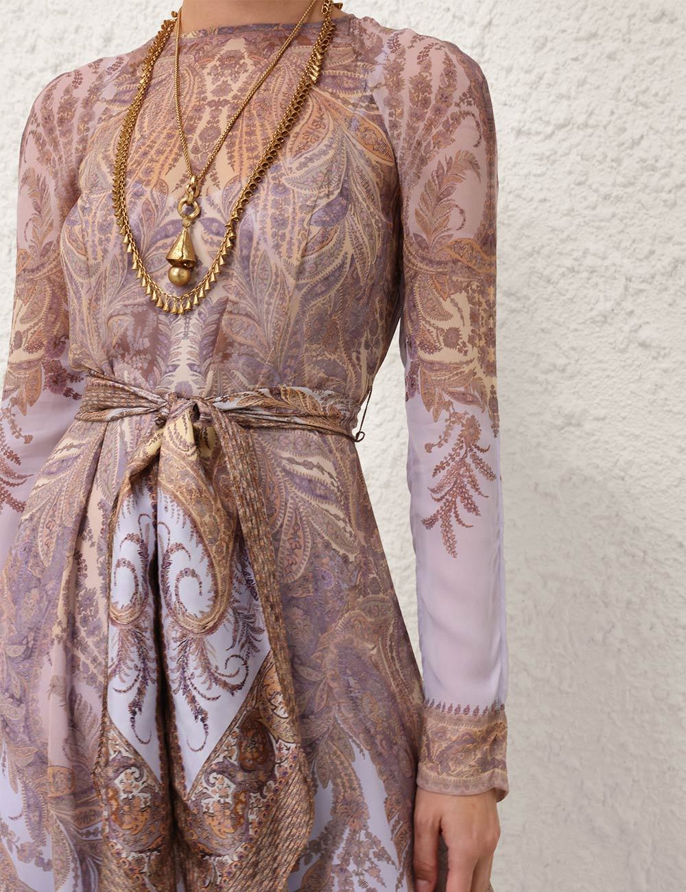 Zimmermann Hypnotic Sheath Dress Lilac Paisley #327394