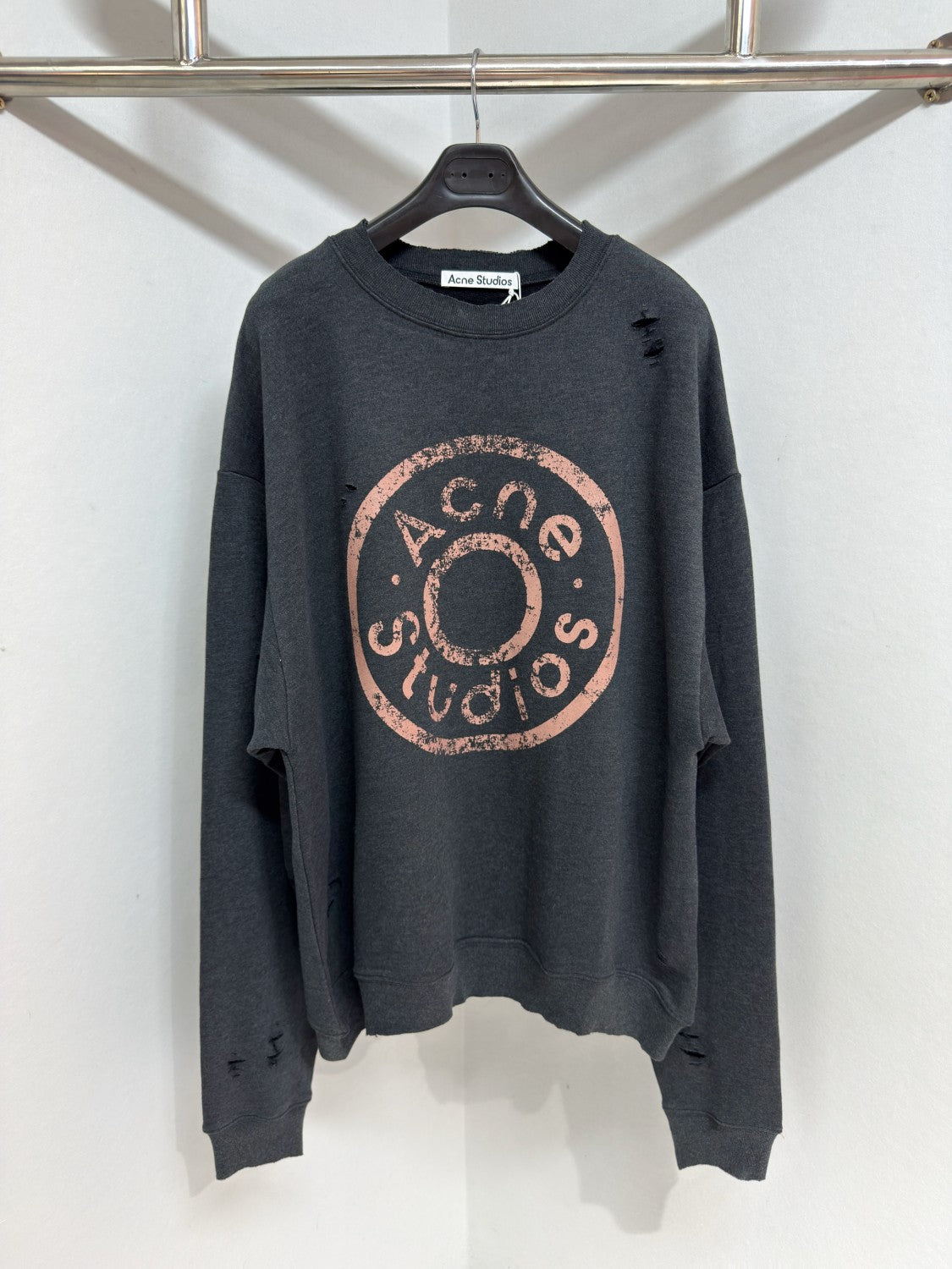 Acne Studios Men's And Women's Spring/fall Fashion Casual Crew Neck Pullover Distressed Vintage Logo Cotton Long Sleeve T-shirt #78449