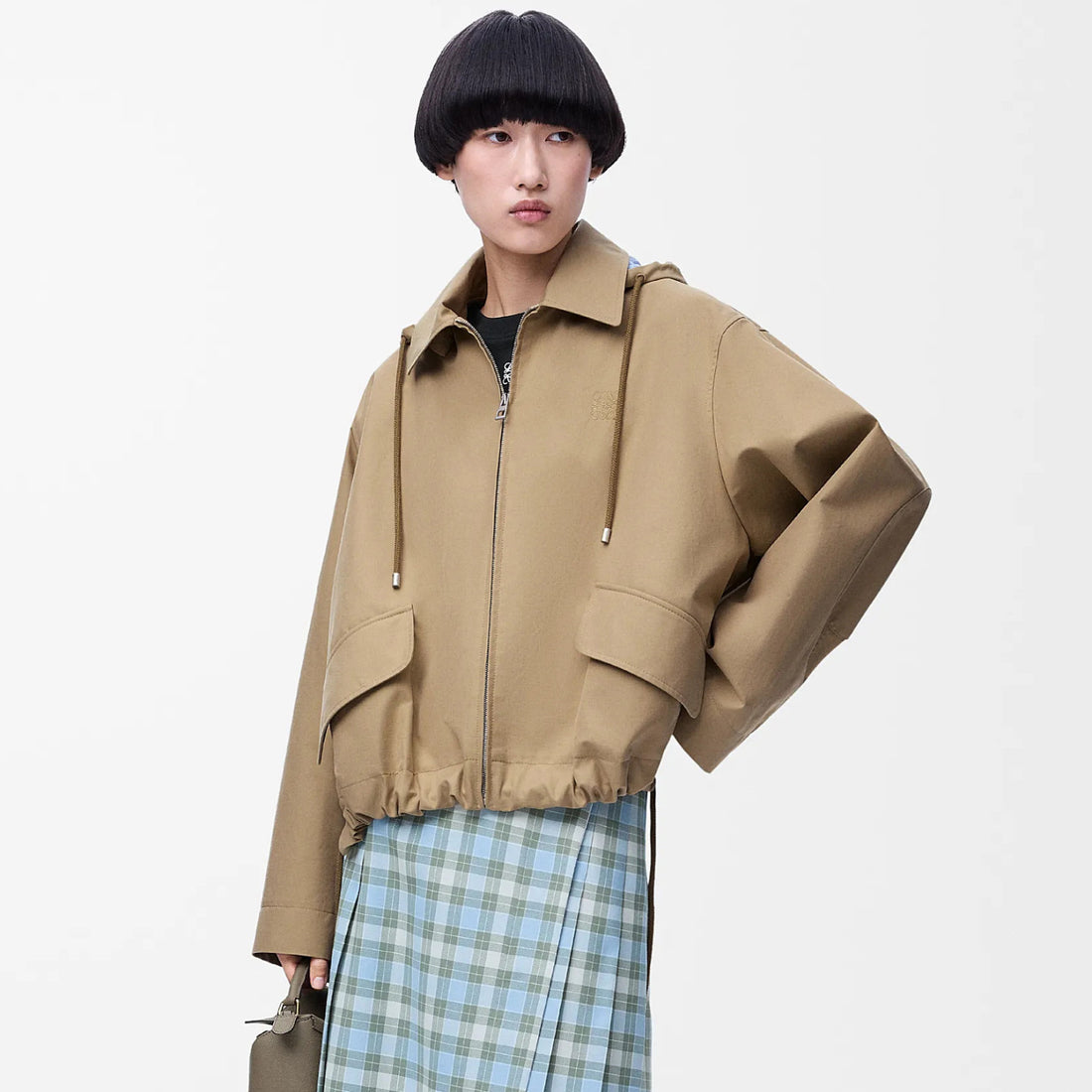Loewe Women's Spring/Fall Fashion Classic Solid Color Lapel Zipper Logo Embroidered Waist Tapered Jacket #79355