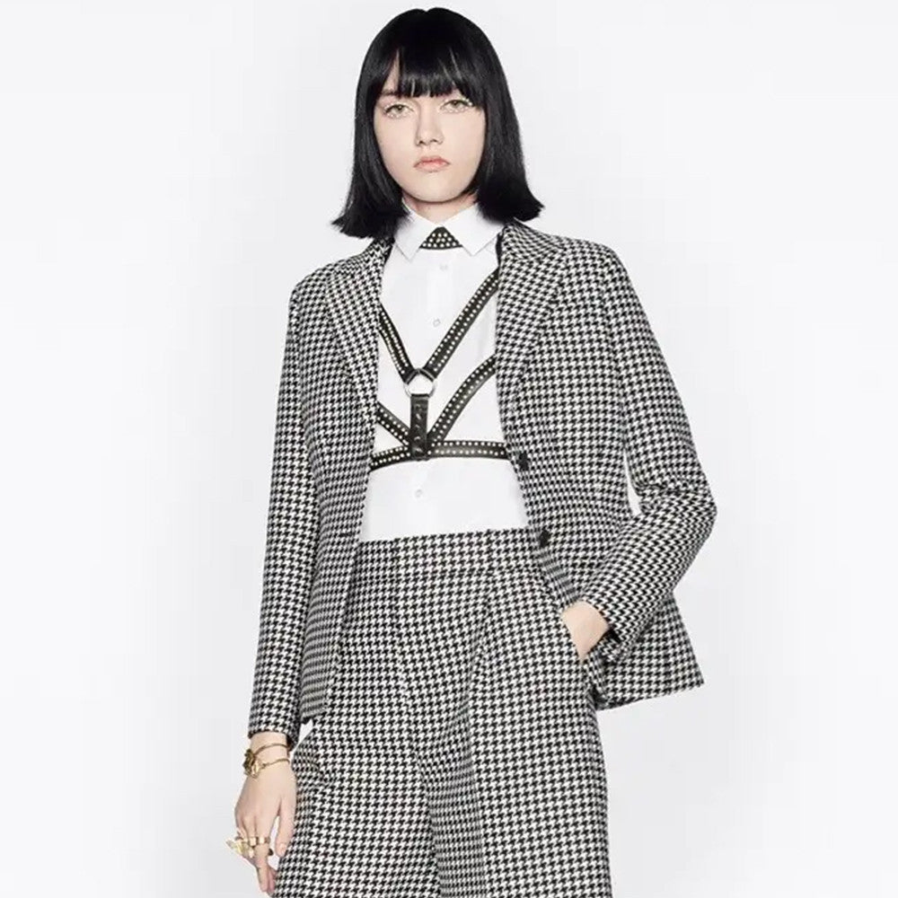 DIOR 30 Montaigne Bar Jacket Black and White Single Breasted Houndstooth Wool  #326752