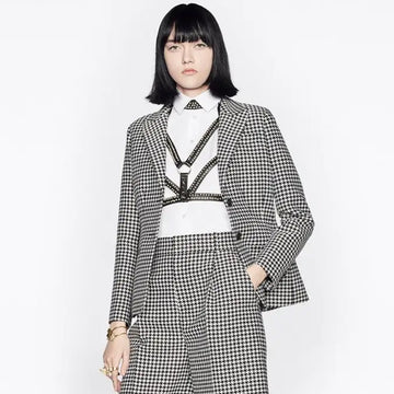 DIOR 30 Montaigne Bar Jacket Black and White Single Breasted Houndstooth Wool  #326752
