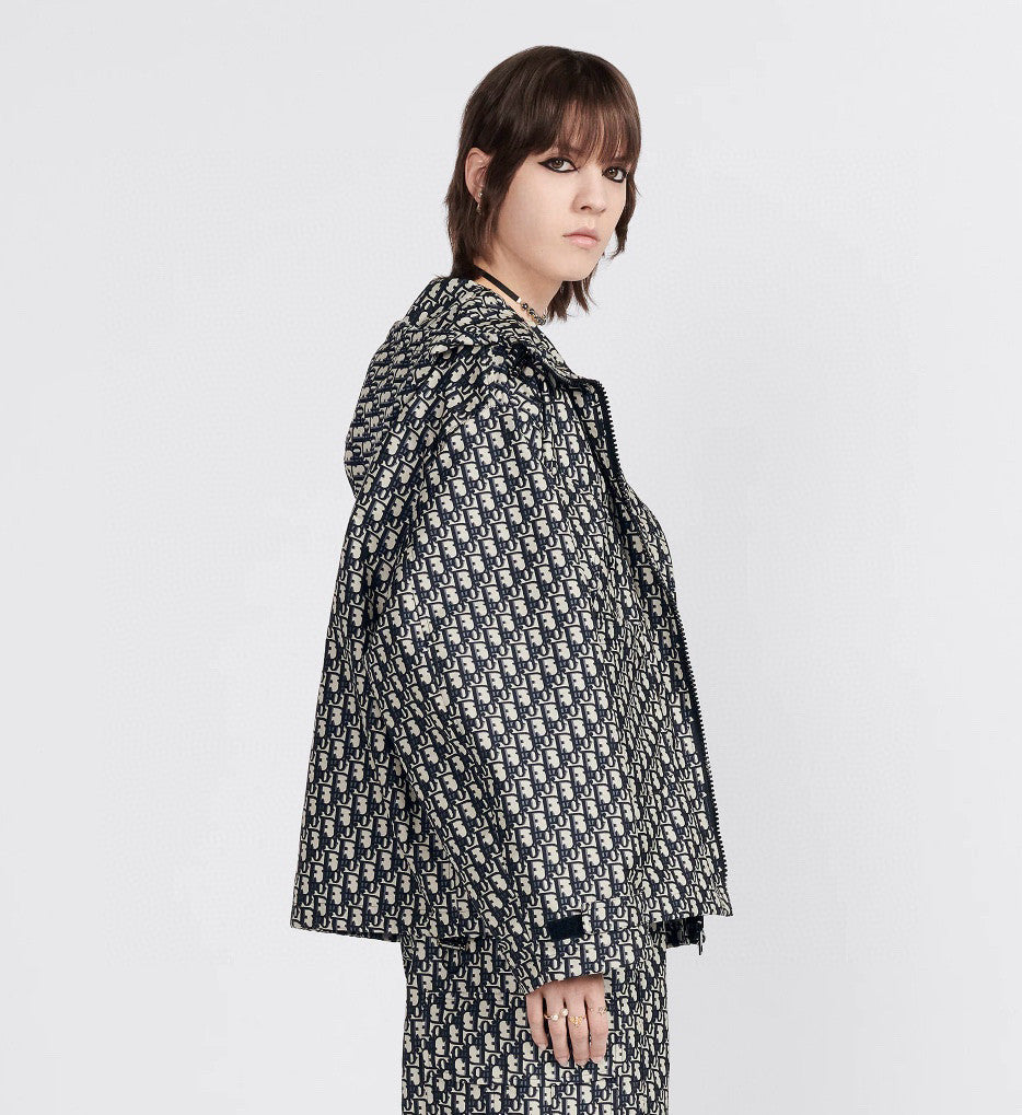 Dior Women's Fashionable Casual Winter Hooded Zipper Jacket Twill Print Long Sleeve Outerwear Jacket #78674