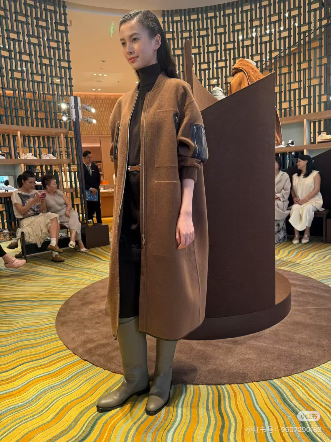 Hermes Women's Spring/Fall Four-Pocket Reversible Cashmere Zipper Solid Color Straight-Cut Long Coat Jacket Ngvp #2584