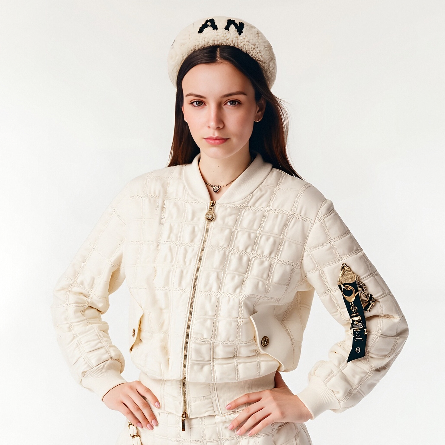 Chanel Women's Waist-Defining Zipper Long-Sleeve Jacket Checkered Solid-Color Fall/Winter Coat Ngvp #331924