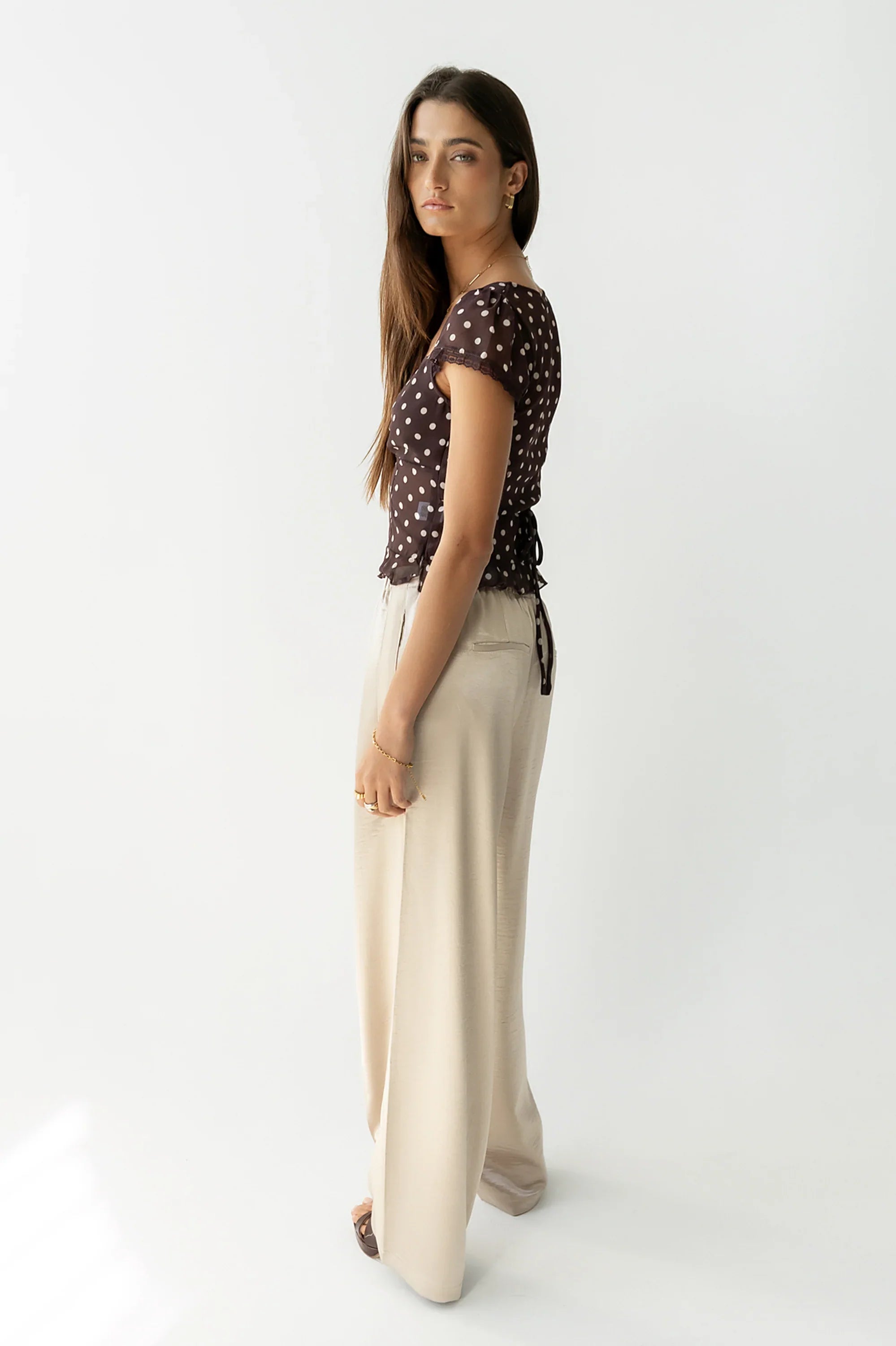 Liam Sheer Polka Dot Top