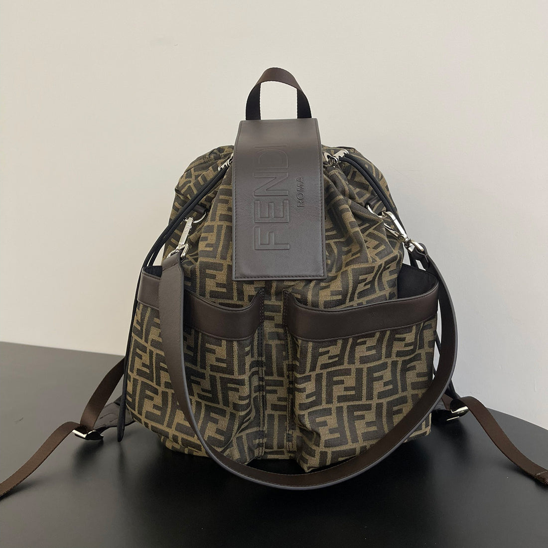 Fendi Unisex Fashion Classic Small Letter Pattern Multi-Function Drawstring Backpack Tote Bag Bags #78817