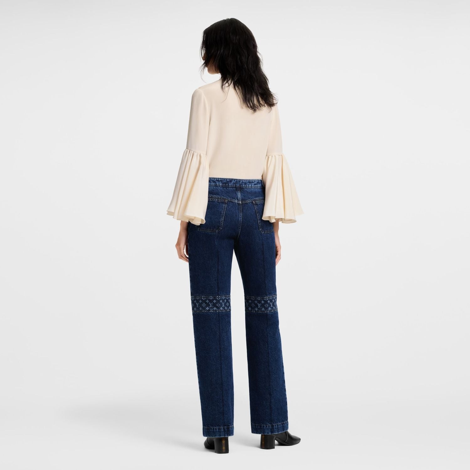 LOUIS VUITTON Monogram Accent Raw Denim Jeans #377124