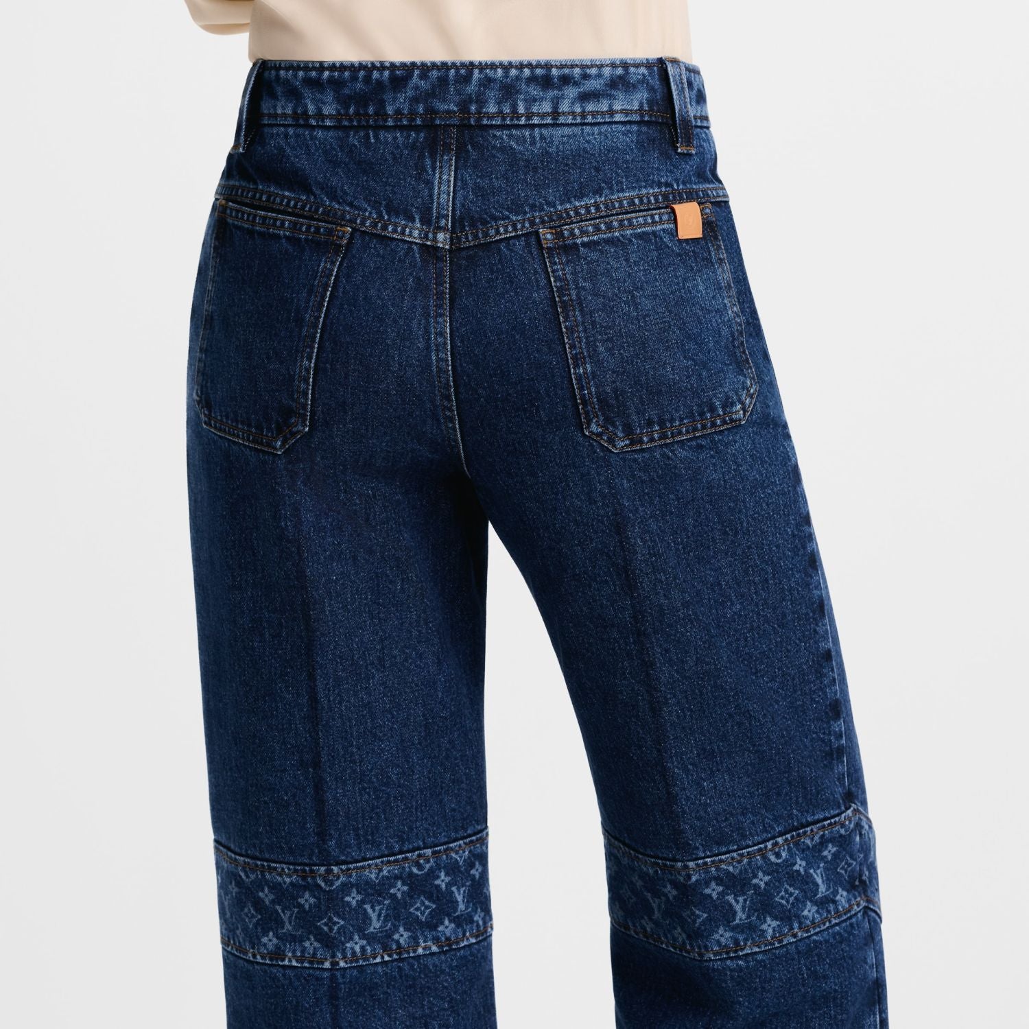 LOUIS VUITTON Monogram Accent Raw Denim Jeans #377124
