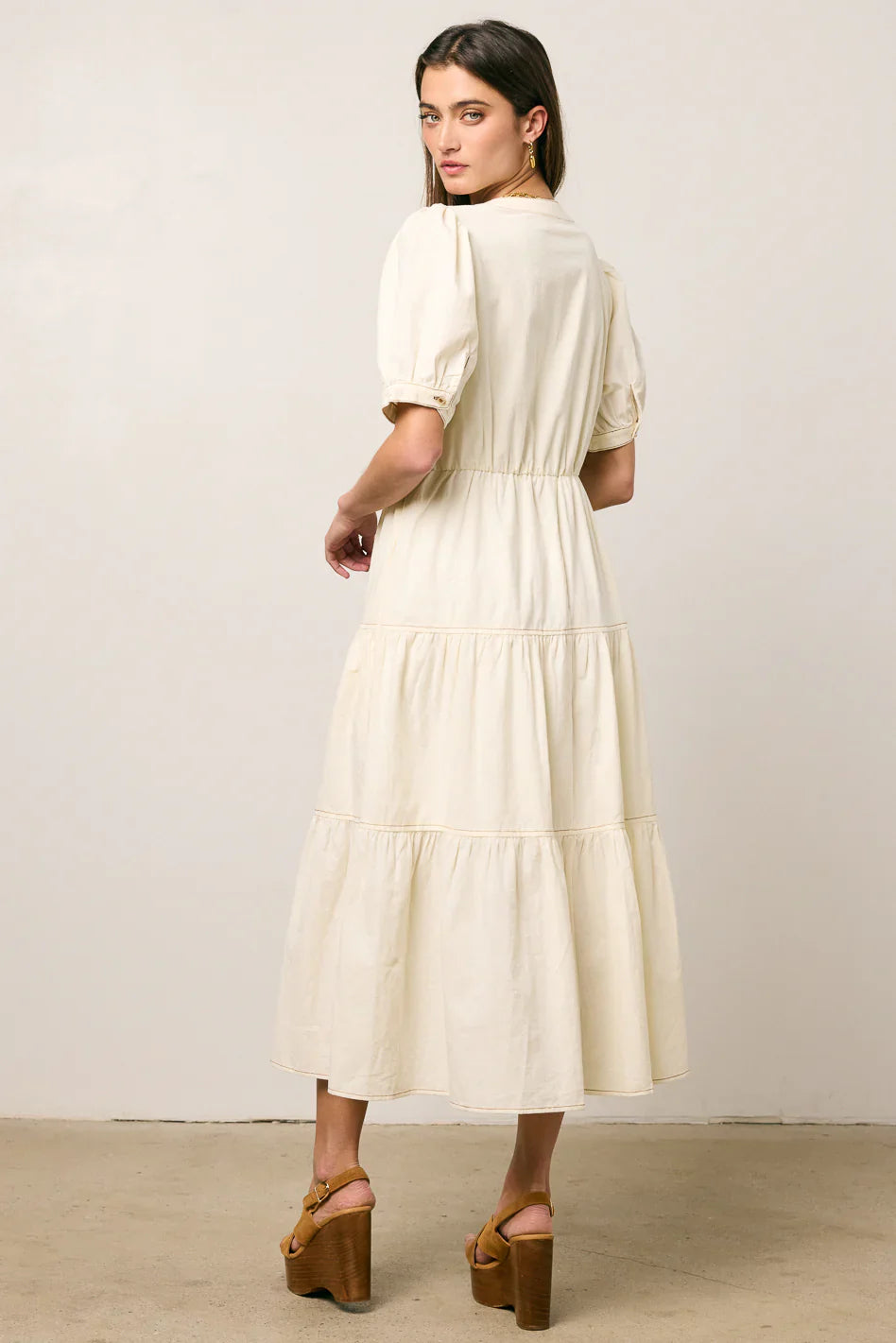 Finey Button Front Maxi Dress in Cream