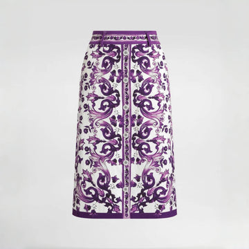 Dolce&Gabbana Women's High Street Summer Floral Print Zipper Fitted Casual Skirt #81492