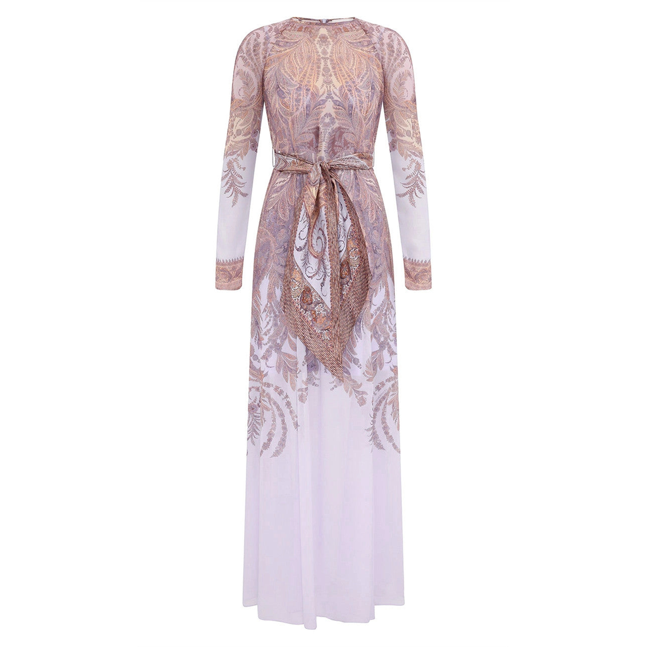 Zimmermann Women's Hypnotic Sheath Summer Round Neck Floral Print Zipper Long Sleeved Mid Waist Dresses #81569