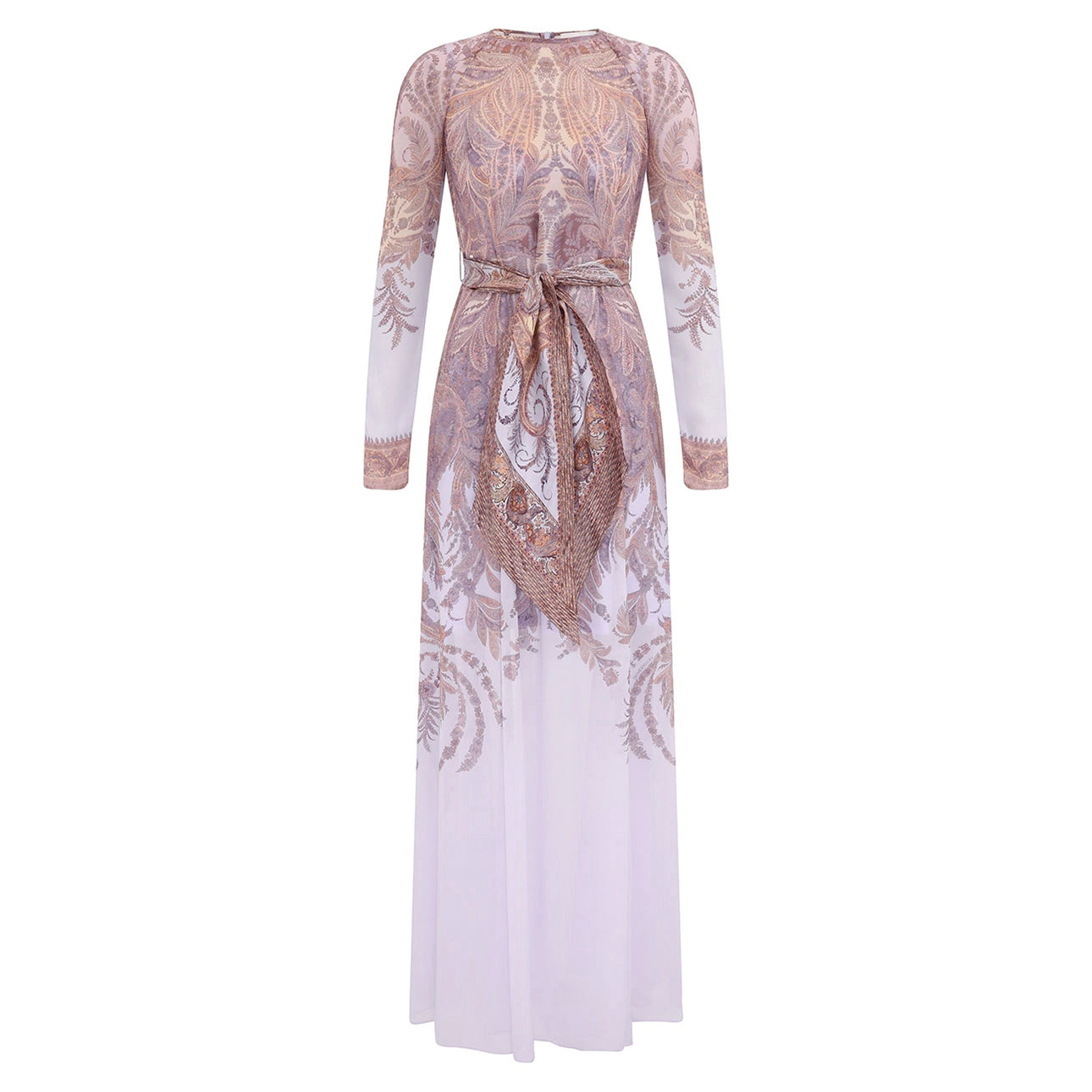 Zimmermann Women's Hypnotic Sheath Summer Round Neck Floral Print Zipper Long Sleeved Mid Waist Dresses #81569
