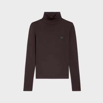 Celine Women's Fall/Winter Fashion Casual High Neck Long Sleeve Logo Mini Label Solid Color Wool Base Layer Sweater #79263