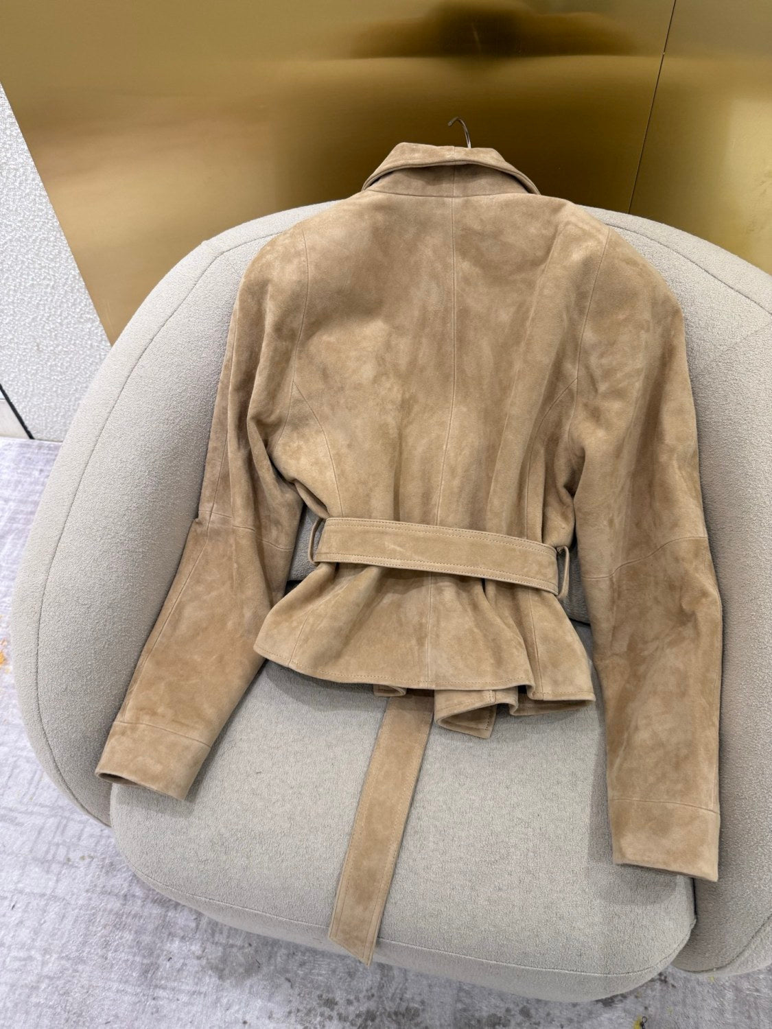 The Row Women's Fall/Winter Goat Suede Buckle-Free Waistcoat With Belt Solid-Color Casual Long Skirt Suit Set Ngvp #2531
