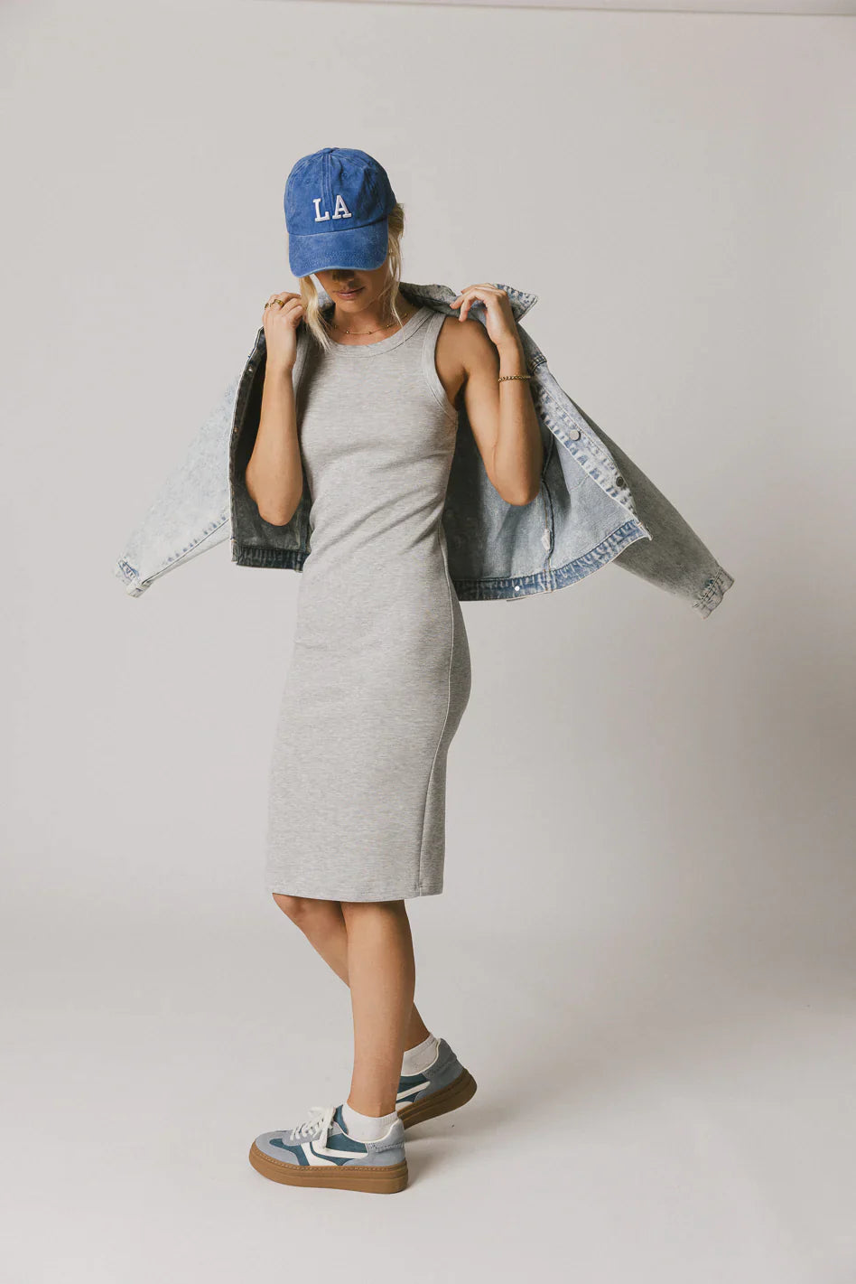 Daphne Midi Dress in Heather Grey