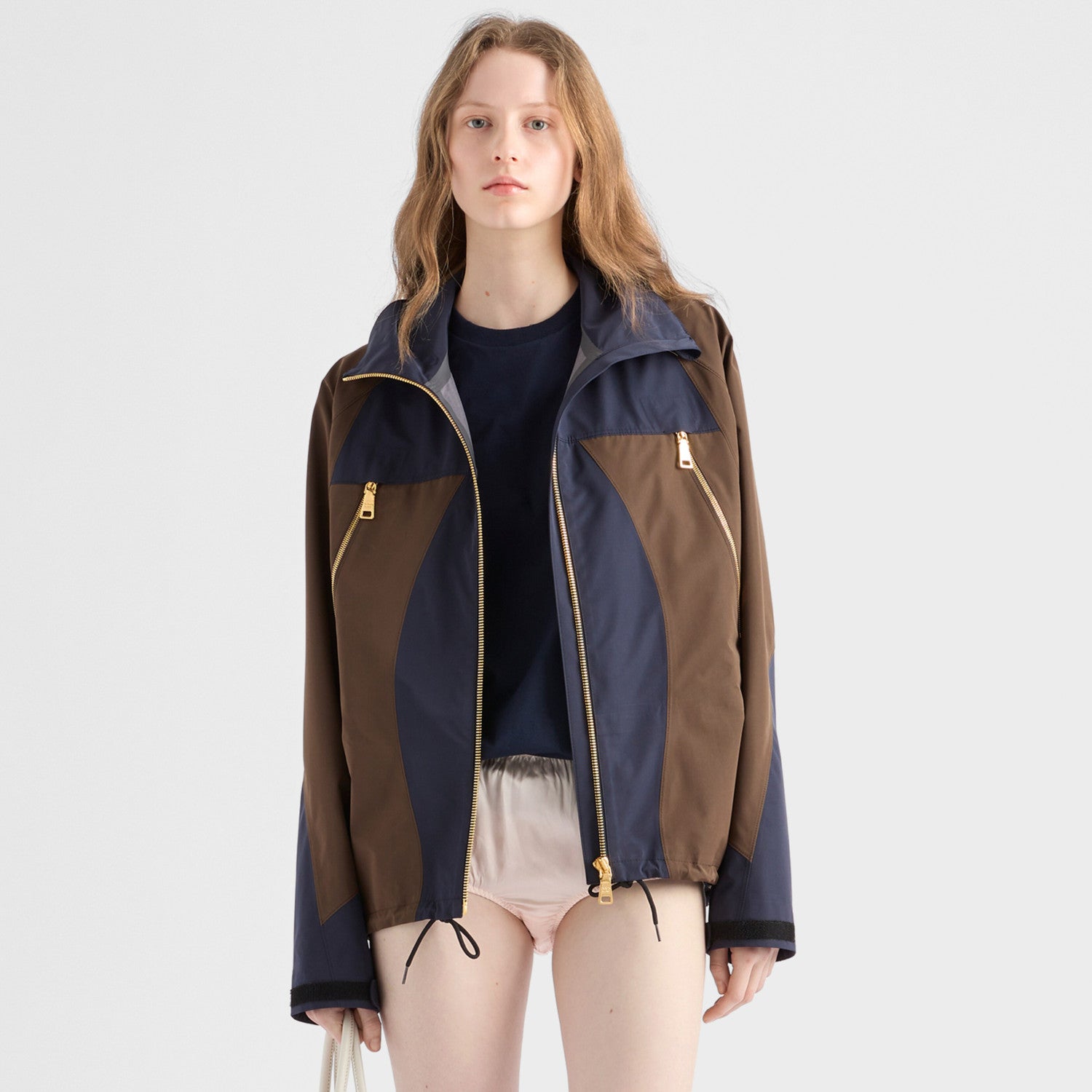 Prada Men's And Women's Spring/Fall Fashion Casual Hooded Zipper Color Block Nylon Hooded Jacket #79183