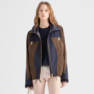 Prada Men's And Women's Spring/Fall Fashion Casual Hooded Zipper Color Block Nylon Hooded Jacket #79183