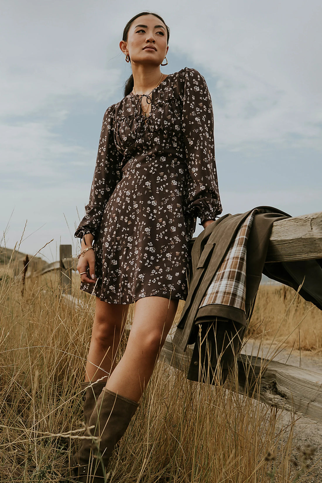 Myles Floral Mini Dress in Burgundy