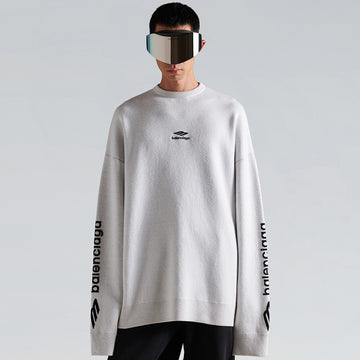 Top-quality Version Balenciaga Men's 3B Sports Icon Ski Crewneck in White Black #335728