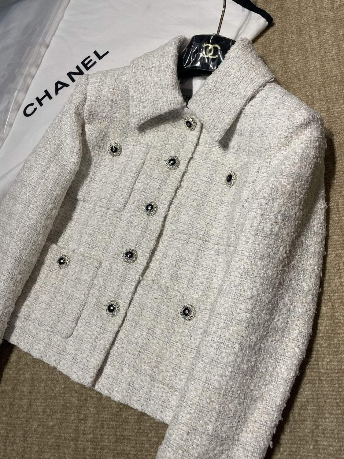 Chanel 25K Fall/Winter Tweed Long-sleeve Single breasted Jacket #333463