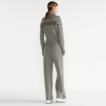 Dior Women's Fall/Winter Fashion Casual Reversible Cardigan with Zipper Oblique Print Wool Knit Cardigan With Elastic Waistband Solid Color Oblique Print Bell Bottom Pants Wide Leg Pants Suit Set #79342
