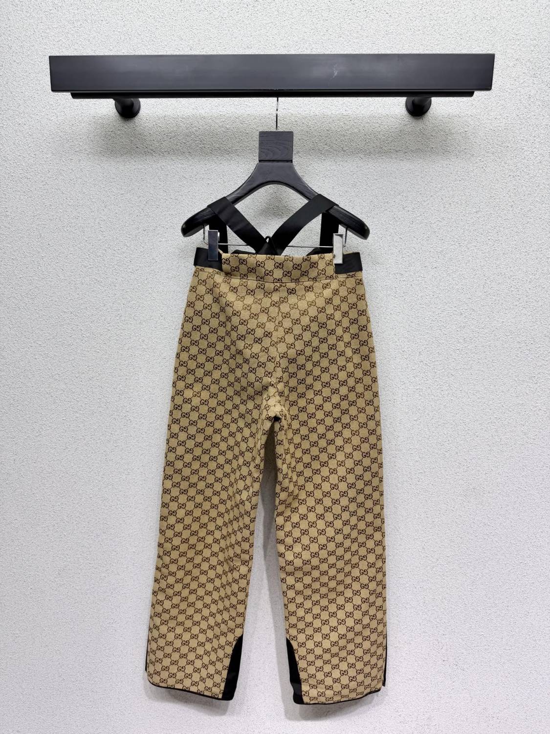 Gucci Women's Classic Jacquard Khaki Overalls Trousers Beige and Dark Brown Gucci Altitude GG Jersey Jacquard Trousers #332468