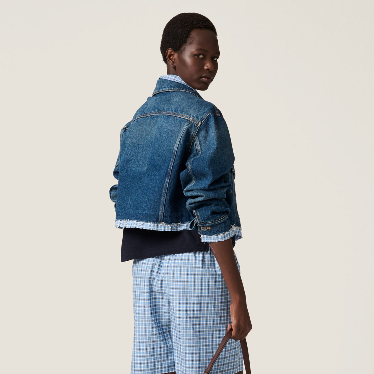 MiuMiu Women's Spring/Fall Fashion Casual Lapel Single-Breasted Patchwork Denim Jacket #78836