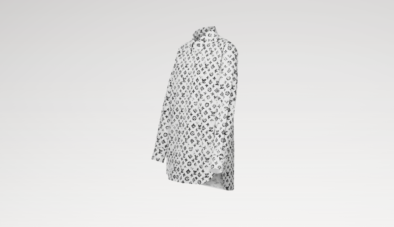 Louis Vuitton Women's Spring/Autumn Graphic Monogram Cotton Collared Loose-Fitting Long-Sleeved Shirt #81511