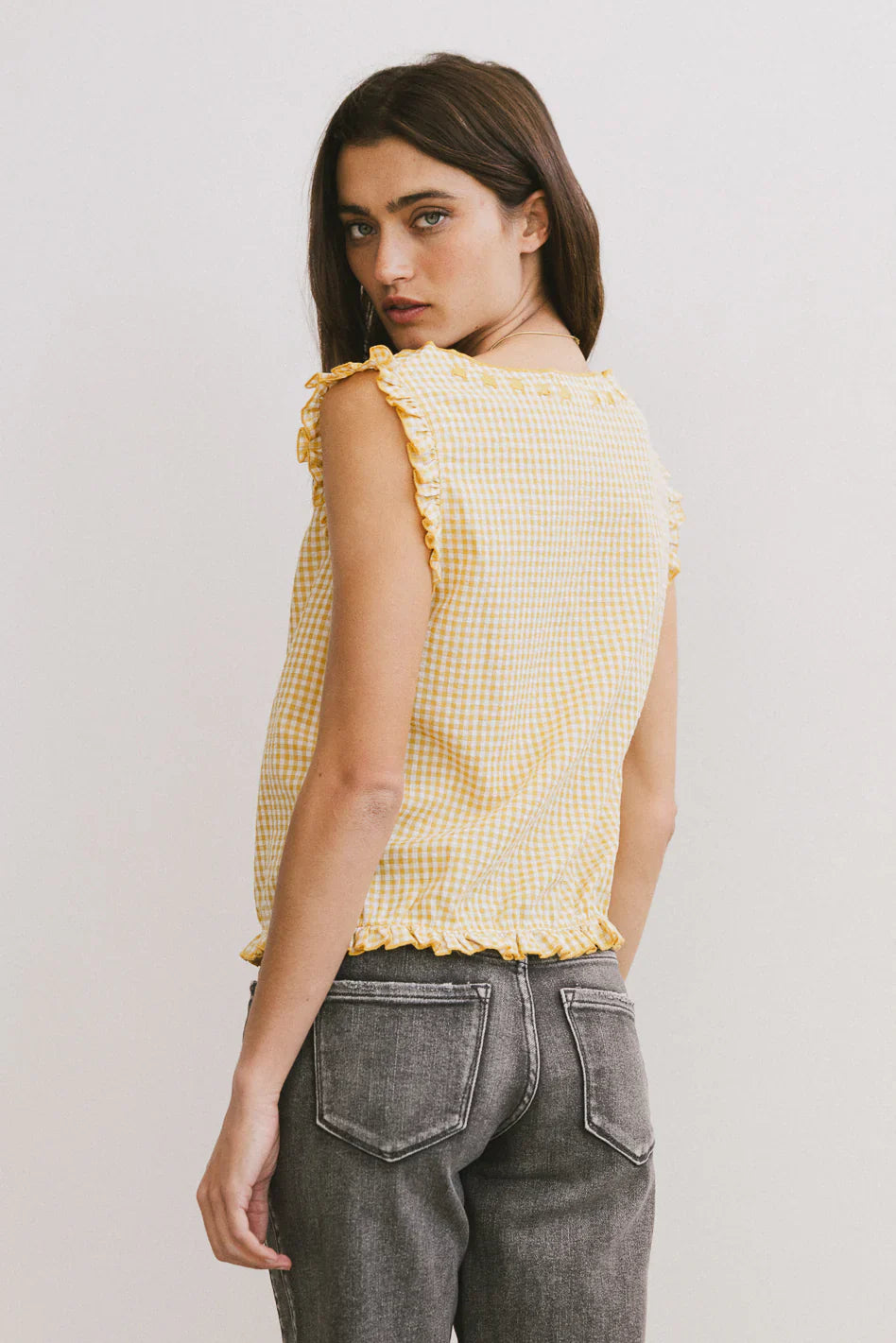 Calvin Gingham Tank in Yellow