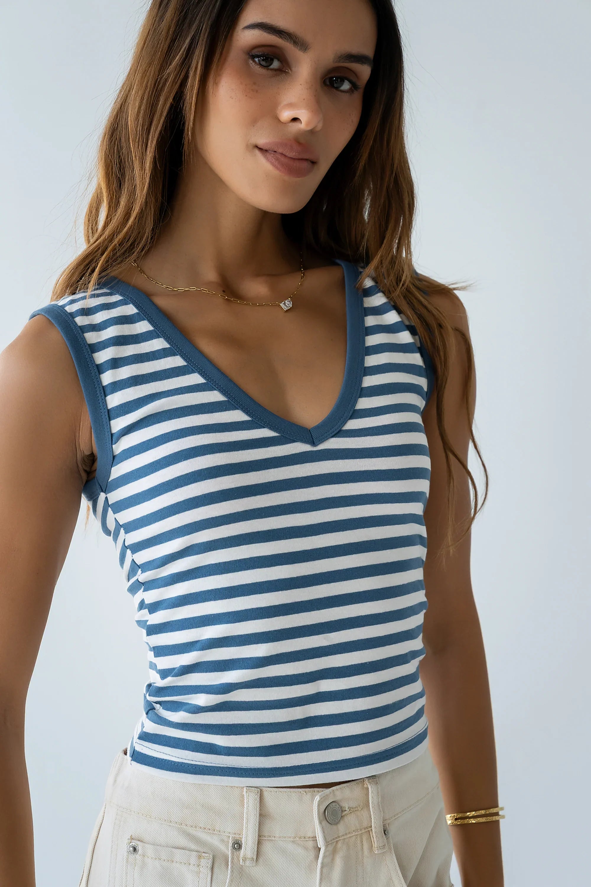 Kylen Striped Tank Top in Blue