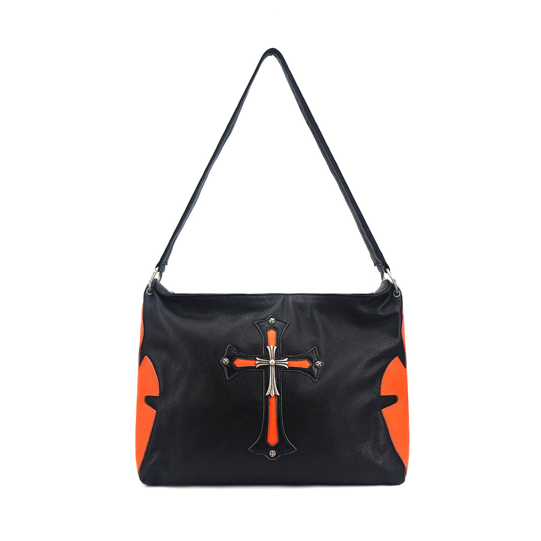 Chrome Hearts Classic Cross 925 Sterling Silver Solid Color Cowhide Vintage Tote Bag Single Shoulder Crossbody Bag Fashionable Casual Bag Bags #81494